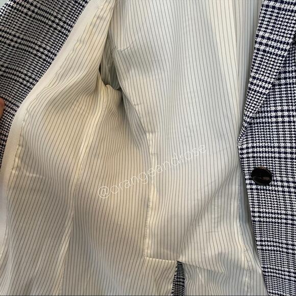 Veronica Beard Navy Blue White Leo One Button Dickey Blazer Jacket 2 Plaid - Picture 11 of 15